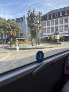 The view of the fountain from the Tram